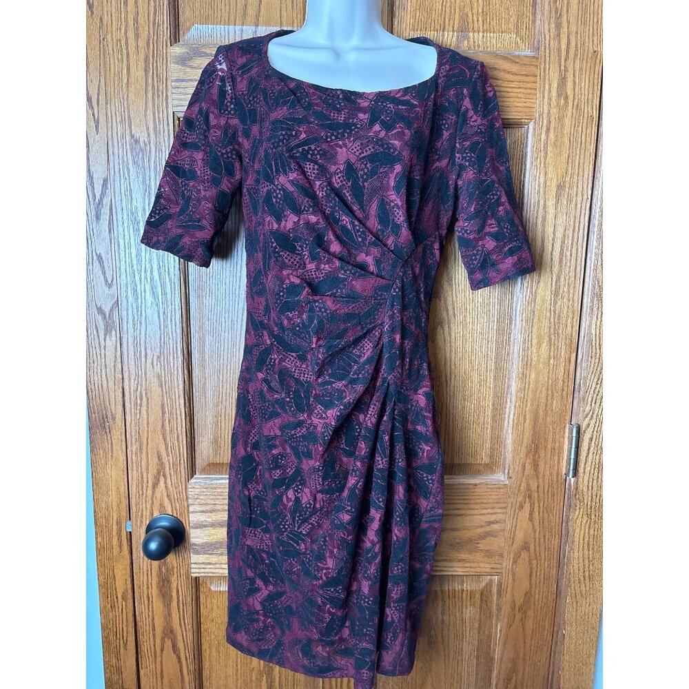 Maeve ANTHROPOLOGIE Women’s Elorn Burgundy Black Lace Ruched Dress Size 6 Goth
